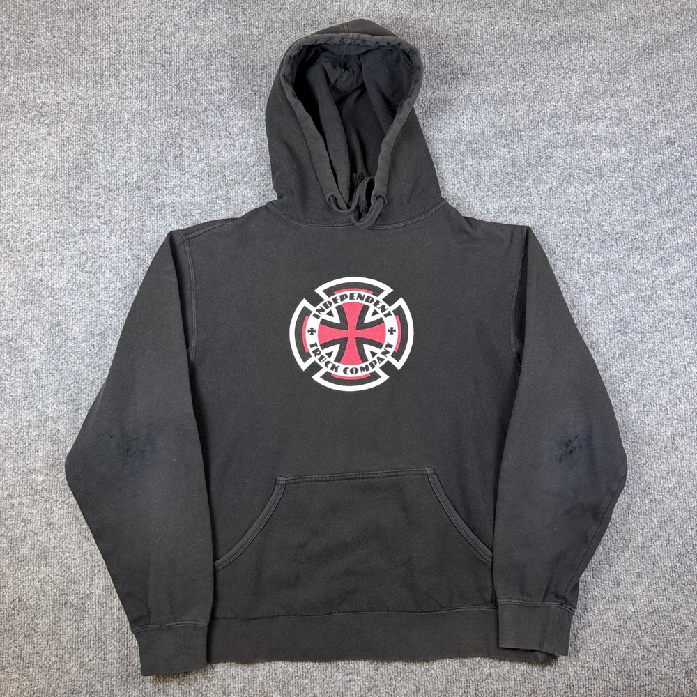 Vintage Independent Truck Company Hoodie Mens M Black Skate Distressed Y2K
